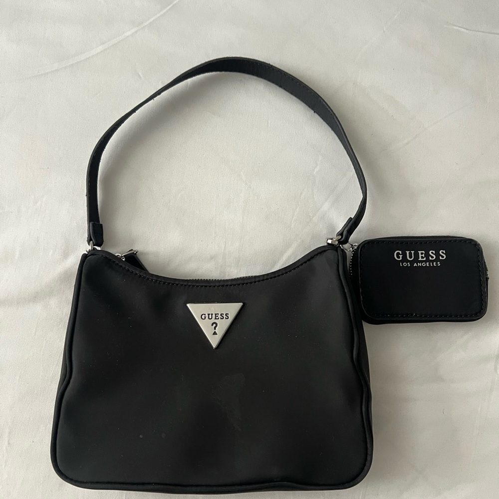 GUESS Black Shoulder Bag with Logo Charm